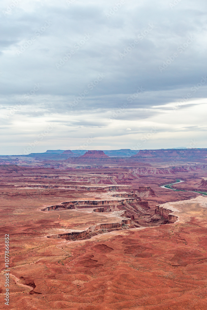 Majestic Canyon Landscape Under Overcast Sky in Utah Desert Majestic Canyon Landscape Under Overcast Sky in Utah Desert