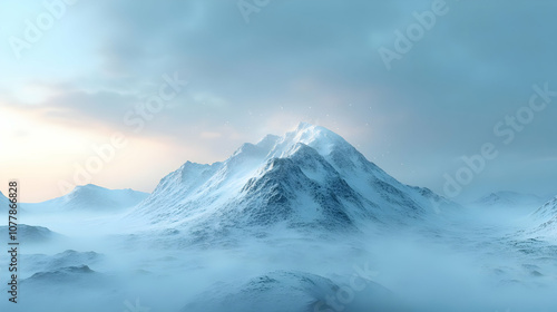 Wallpaper Mural Snowy Mountain Peak 3D Illustration Torontodigital.ca