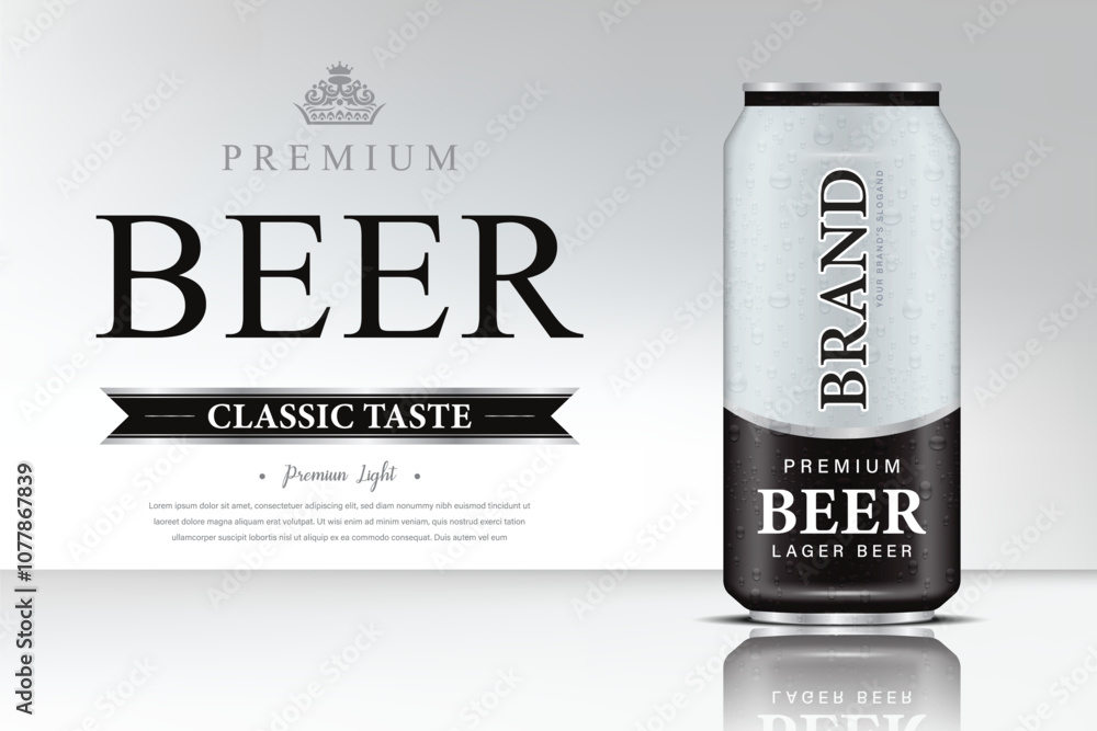 Beer Can Premium Lager ads poster With Classic Taste advertising poster Beer Can Premium Lager ads poster With Classic Taste advertising poster
