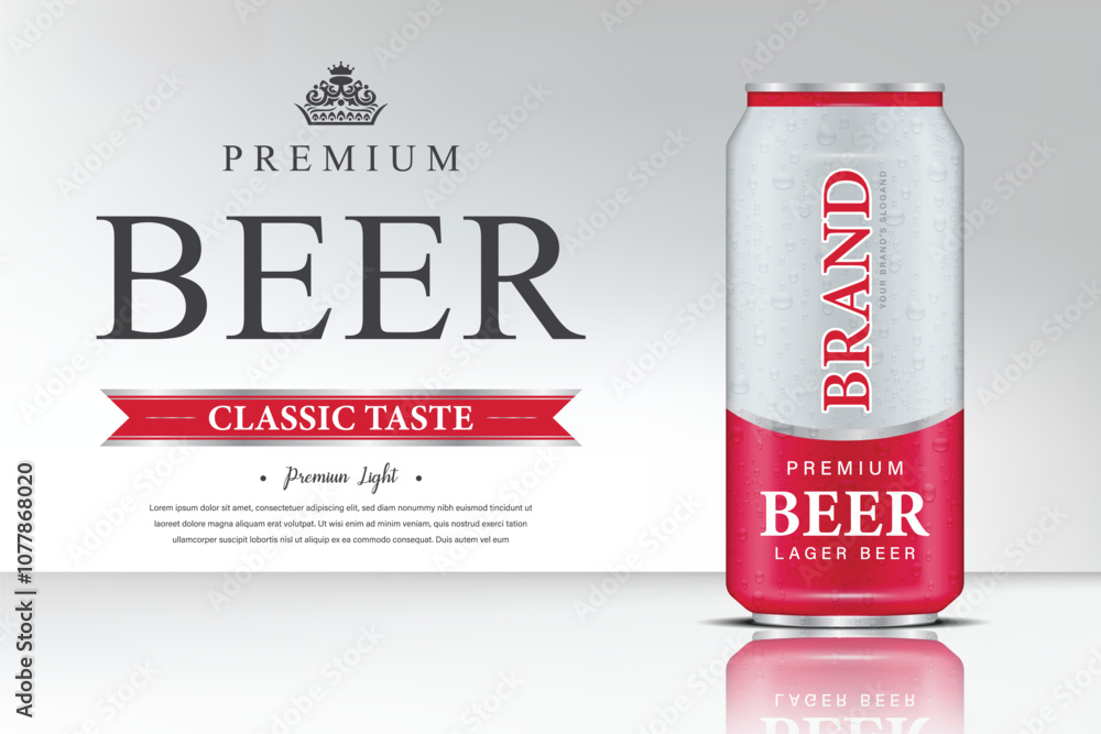 Beer Can Premium Lager ads poster With Classic Taste advertising poster Beer Can Premium Lager ads poster With Classic Taste advertising poster