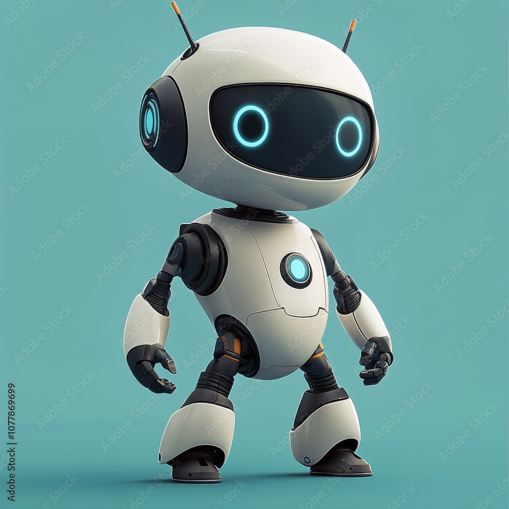 3D vector art, cartoon, rounded, AI robot 3D vector art, cartoon, rounded, AI robot
