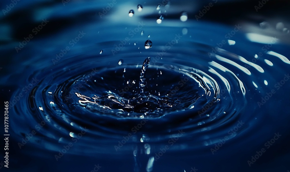 A mesmerizing close-up captures a water droplet plunging into a serene pool A mesmerizing close-up captures a water droplet plunging into a serene pool