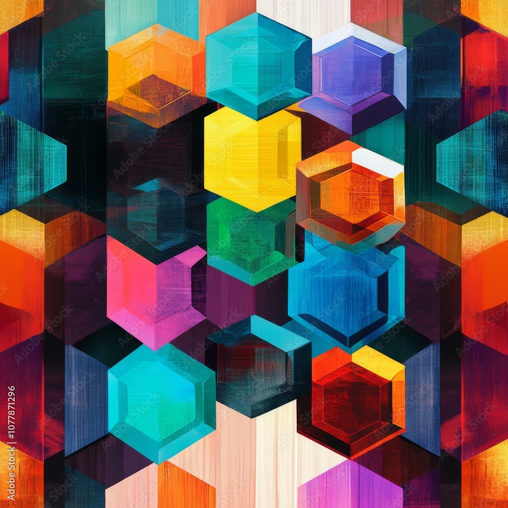 Abstract Colorful Hexagon Pattern with 3D Effect Abstract Colorful Hexagon Pattern with 3D Effect