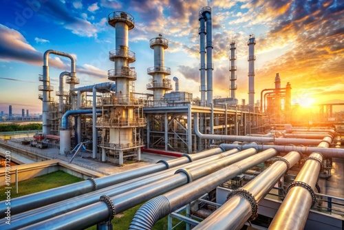 Wallpaper Mural a large industrial plant with a sunset in the backgroun Torontodigital.ca