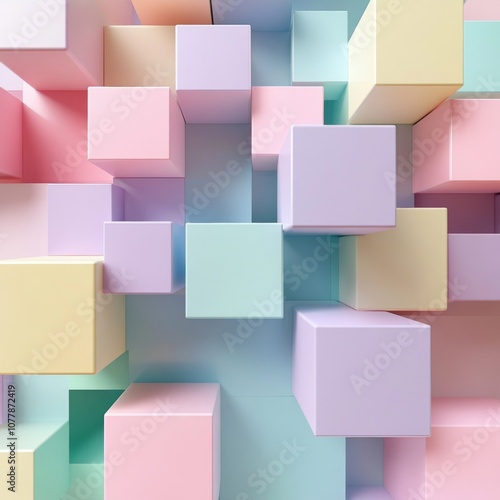 Abstract Pastel Cube Pattern in a 3D Render