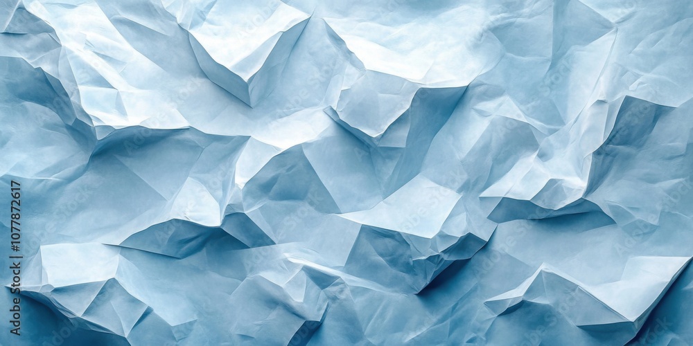 Obraz premium Crumpled Blue Paper Texture. Folded Blue Paper Background