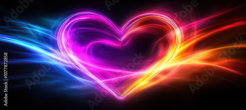 Wallpaper Mural Dynamic neon heart with vibrant light rays Torontodigital.ca