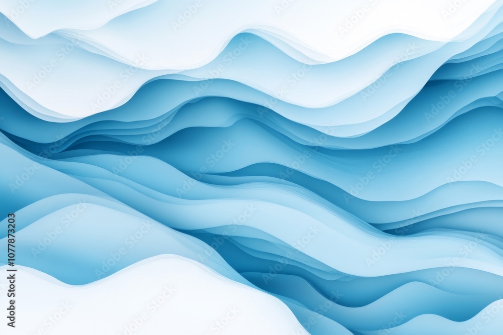 Fototapeta premium Abstract Blue and White Layered Waves