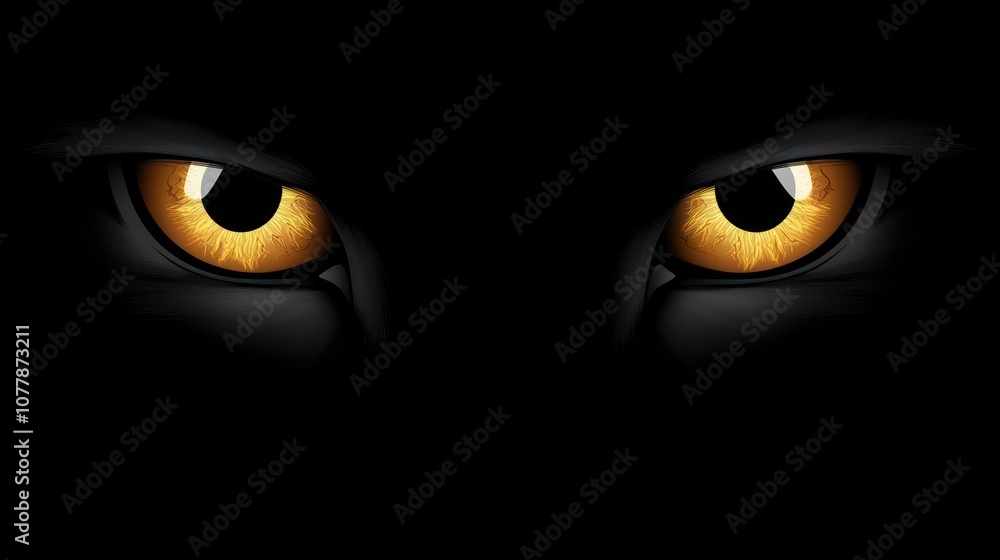 A pair of striking yellow eyes set against a dark background, evoking mystery and intrigue. A pair of striking yellow eyes set against a dark background, evoking mystery and intrigue.