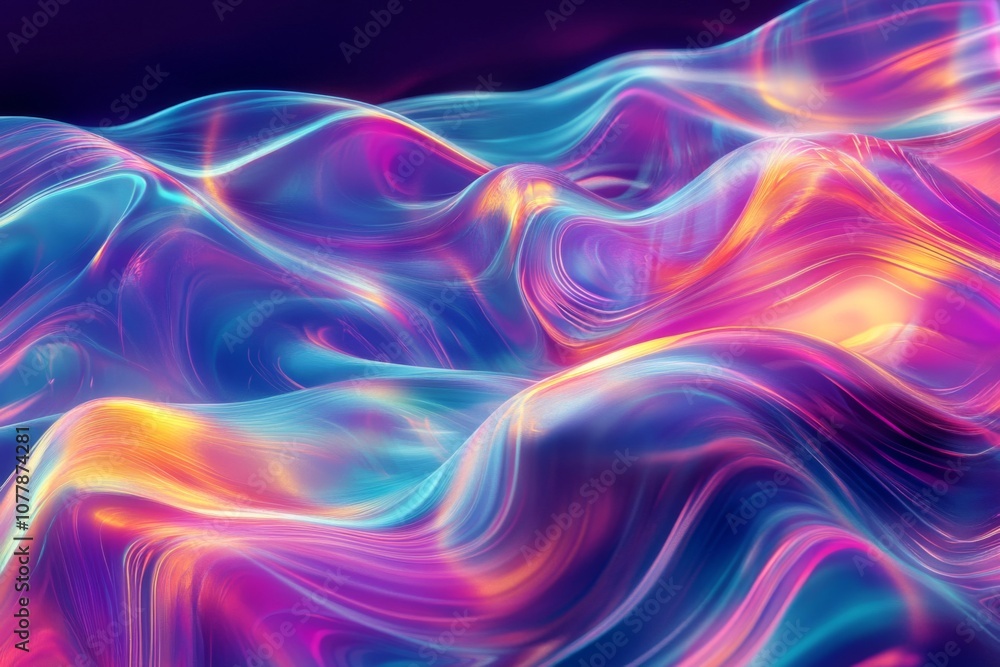 Obraz premium Abstract Wavy Pattern with Vibrant Neon Colors