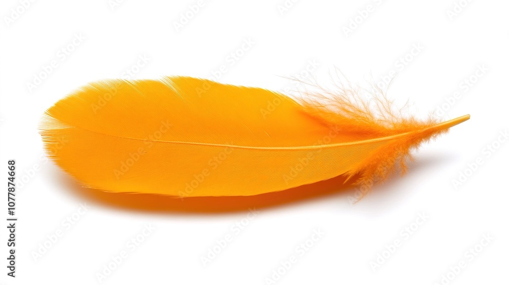 Vibrant Orange Feather Isolated on White Background, Showcasing Delicate Texture and Graceful Shape, Perfect for Artistic and Nature-Themed Projects Vibrant Orange Feather Isolated on White Background, Showcasing Delicate Texture and Graceful Shape, Perfect for Artistic and Nature-Themed Projects