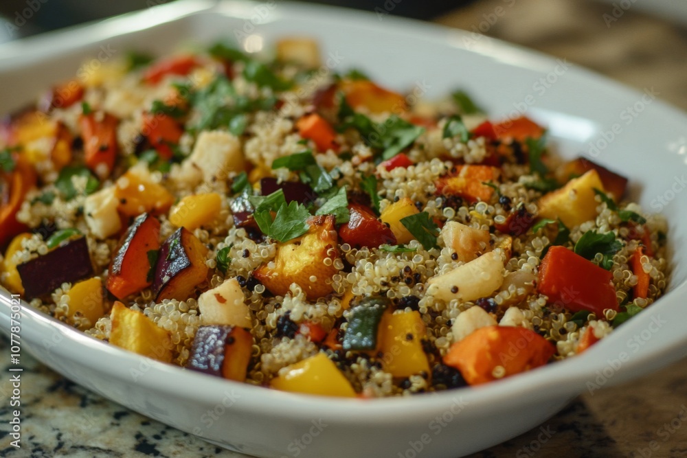 Quinoa Salad with Roasted Vegetables and Parsley Garnish Quinoa Salad with Roasted Vegetables and Parsley Garnish