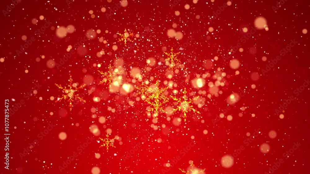 4K Christmas Background with Gold Particles on Red | Falling White Bokeh and Glitter Lights 4K Christmas Background with Gold Particles on Red | Falling White Bokeh and Glitter Lights