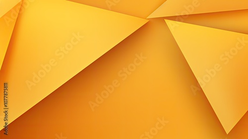3D abstract background with yellow triangles on an orange color, vector illustration. Realistic template for presentation design