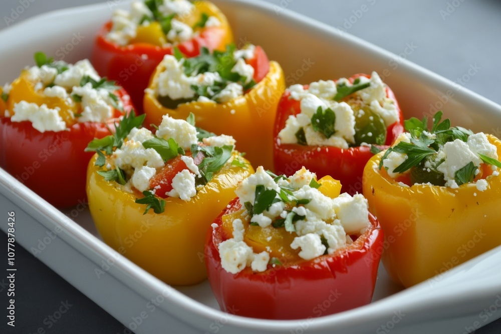 Stuffed Bell Peppers with Feta Cheese and Parsley Stuffed Bell Peppers with Feta Cheese and Parsley