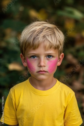 Boy with Pink Face Paint