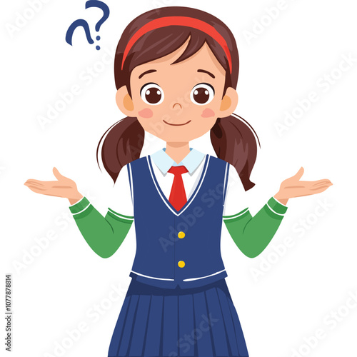 Portrait of a confused girl wearing a school uniform