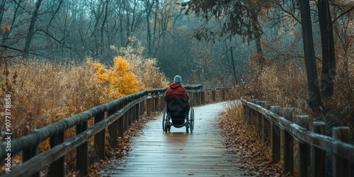 A person with a disability enjoying an accessible nature trail or scenic viewpoint