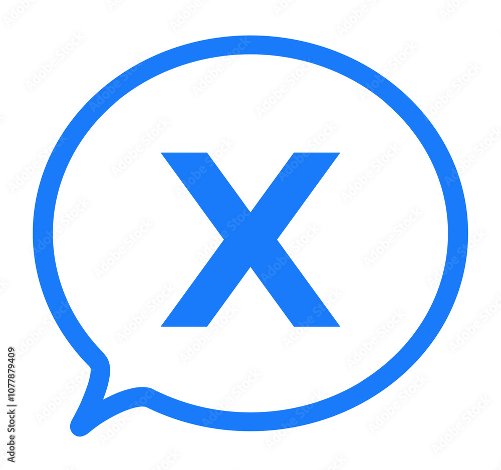 Obraz premium シンプルな青色のXアイコンと吹き出し