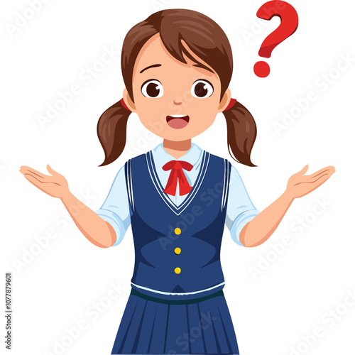 Portrait of a confused girl wearing a school uniform