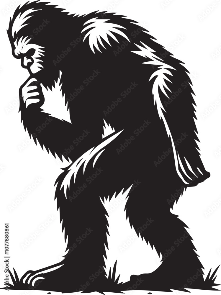 Obraz premium Bigfoot silhouette sniffing the air curious about its surroundings