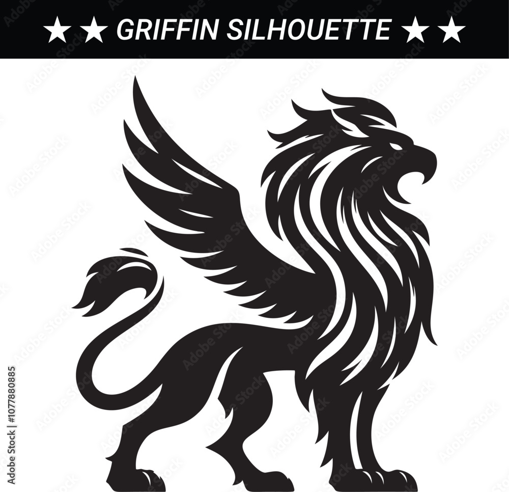 Mythical Griffin silhouette vector illustration Mythical Griffin silhouette vector illustration