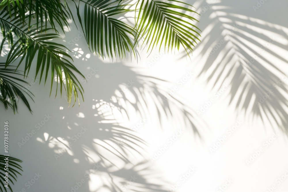 Naklejka premium Palm Leaf Shadow on a White Wall