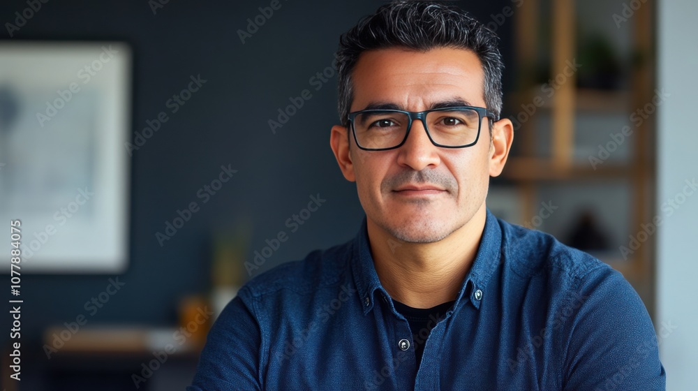 Confident Middle-Aged Man in Casual Attire Posing for a Portrait Confident Middle-Aged Man in Casual Attire Posing for a Portrait