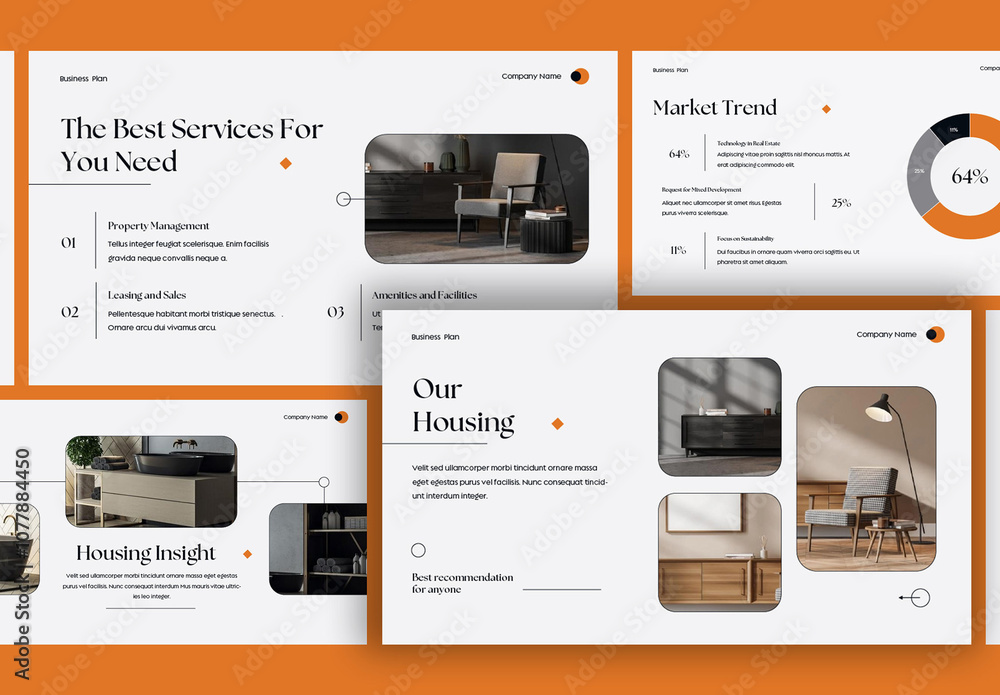 White Orange Modern Simple Real Estate Business Plan Presentation Stock ...
