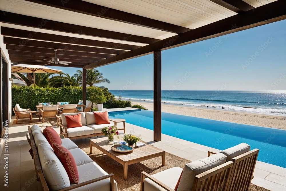 Luxurious Summer Villa with Elegant Oceanside Lounge Spacious Pool and Terrace Overlooking Sunny Beach Luxurious Summer Villa with Elegant Oceanside Lounge Spacious Pool and Terrace Overlooking Sunny Beach