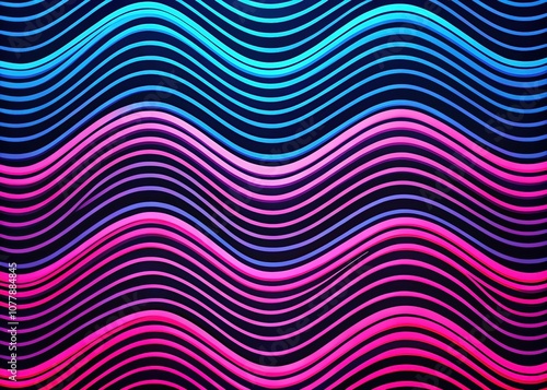 Abstract Wavy Lines Silhouette Art - Pink Blue