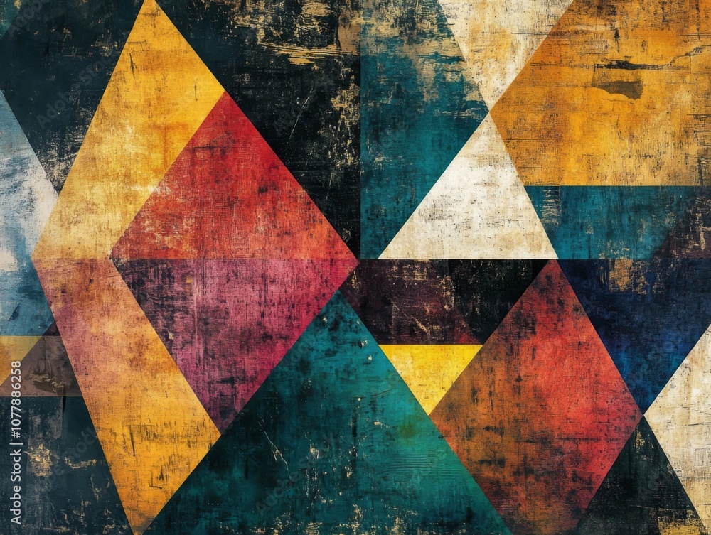 Fototapeta premium Abstract Geometric Pattern with Grunge Texture