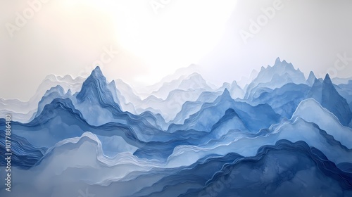 Fototapeta Naklejka Na Ścianę i Meble -  Traditional blue and white Chinese landscape origami art poster background