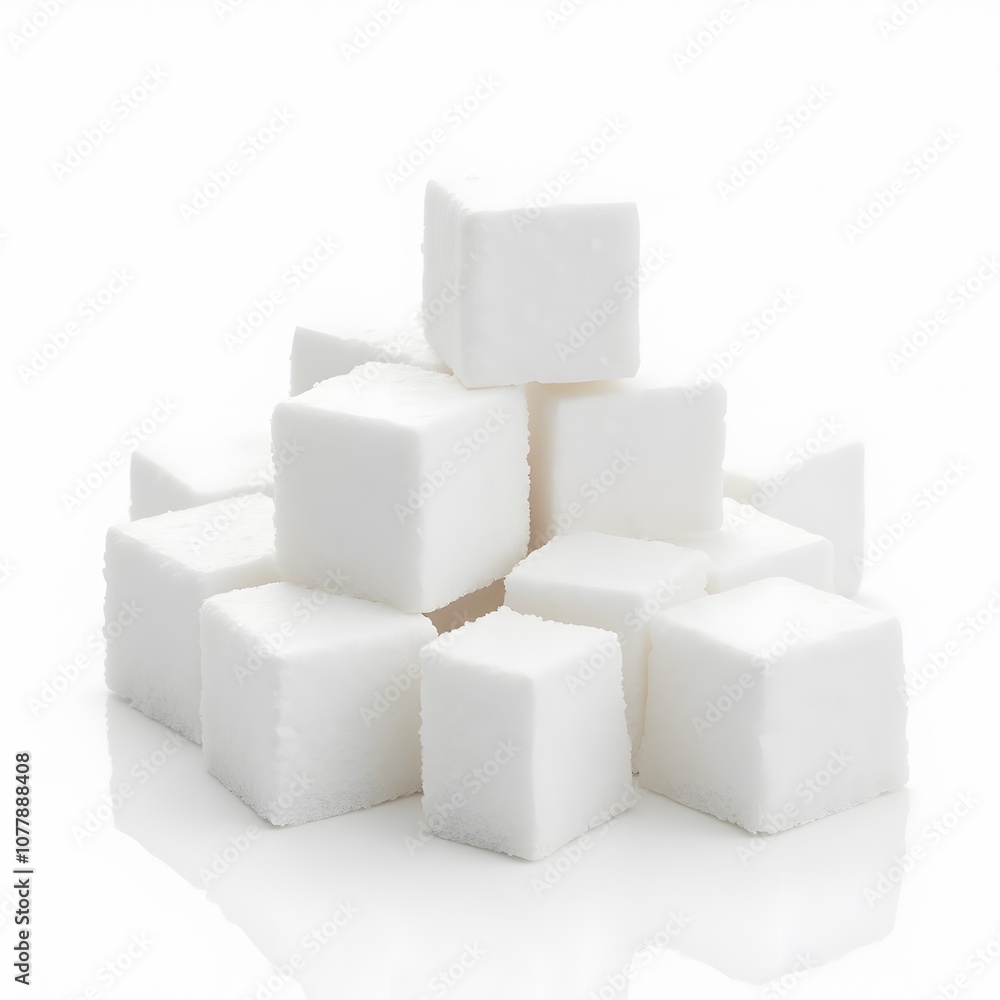 Set of sugar cubes, isolated on white background Set of sugar cubes, isolated on white background