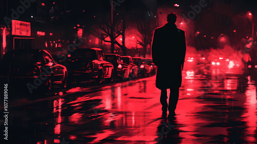 Authentic stock photos depict cinematic scenes with high-contrast color combinations and moody lighting resembling still frames from a film noir or thriller movie. Cinematic. Illustration