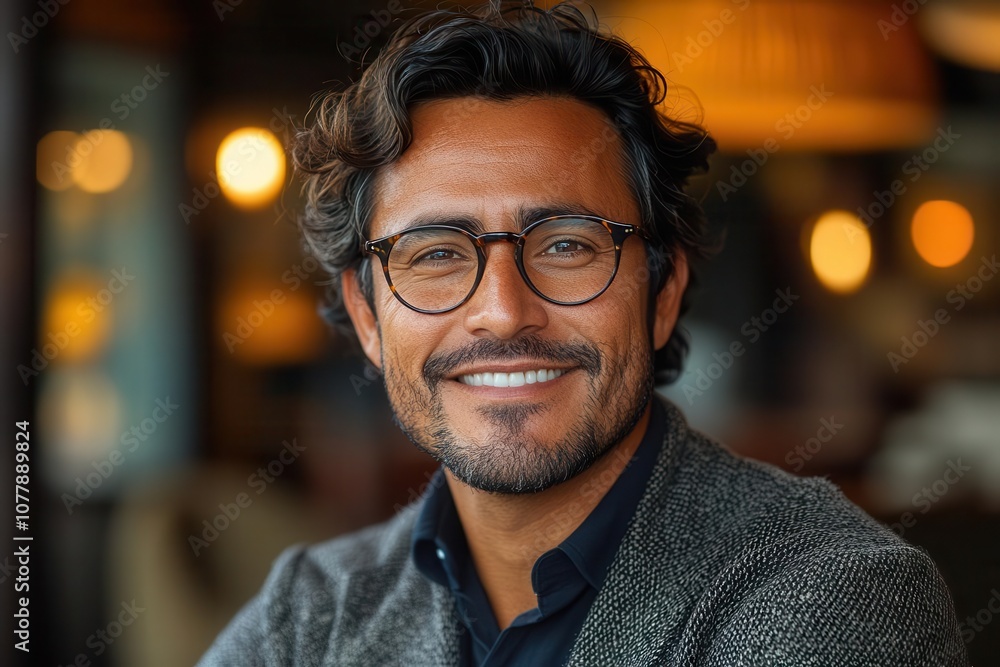 happy hispanic businessman in glasses smiles while using a mobile app in a stylish office portraying a sense of achievement and modern business communication happy hispanic businessman in glasses smiles while using a mobile app in a stylish office portraying a sense of achievement and modern business communication