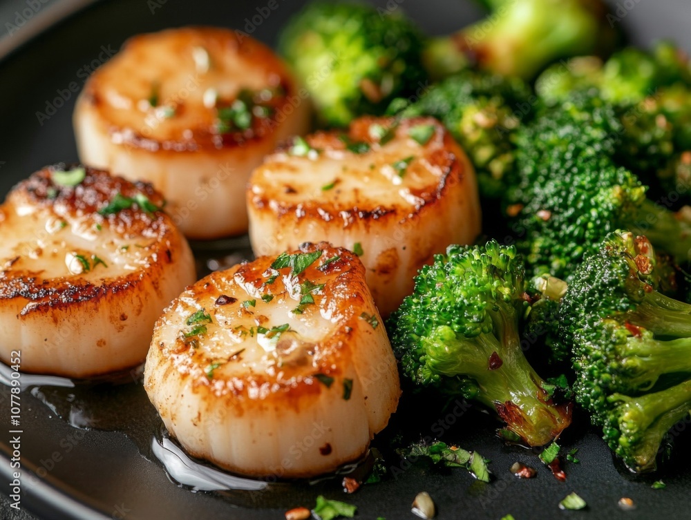 Pan-Seared Scallops with Roasted Broccoli and Herbs Pan-Seared Scallops with Roasted Broccoli and Herbs