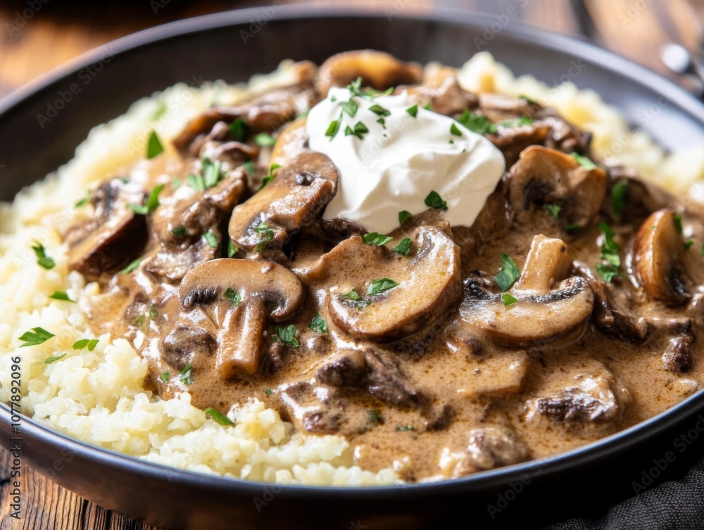 Beef Stroganoff with Mushrooms and Cauliflower Rice Beef Stroganoff with Mushrooms and Cauliflower Rice