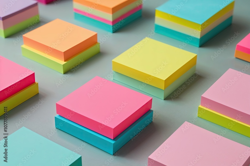 Assorted Shaded Sticky Note Pads Isolated on Background Assorted Shaded Sticky Note Pads Isolated on Background
