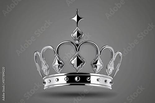 Elegant Platinum Coronet Icon Three Dimensional Vector Illustration of Luxury Headpiece