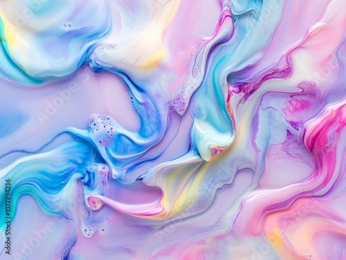 Wallpaper Mural Abstract Swirls of Pastel Paint with Bubbles Torontodigital.ca