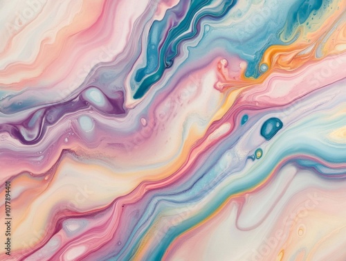 Abstract Swirling Fluid Art in Pastel Tones