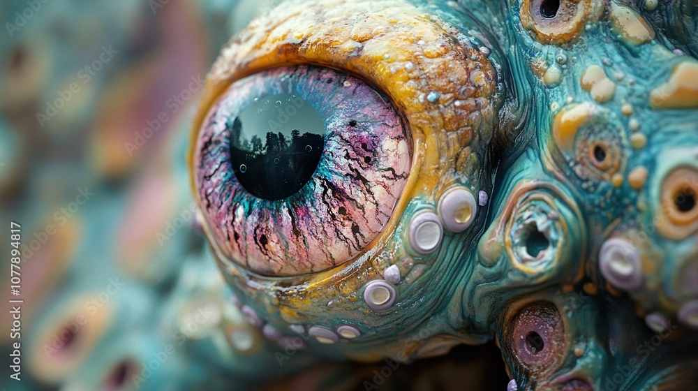 Close Up of a Colorful Creature Eye - Abstract Surreal Digital Art Close Up of a Colorful Creature Eye - Abstract Surreal Digital Art
