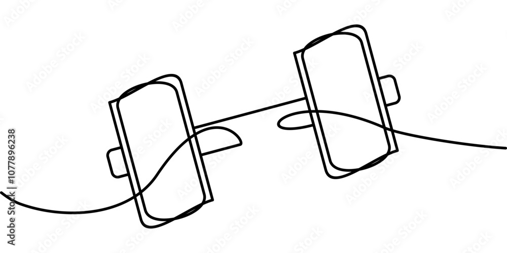 continuous line drawing of fitness barbell symbol. abstract line art illustration continuous line drawing of fitness barbell symbol. abstract line art illustration