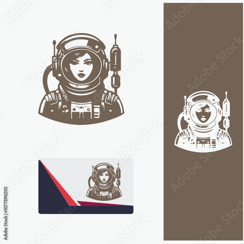 Retro Astronaut Logo Design in Vintage Style photo