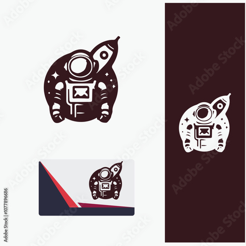 Retro Astronaut Logo Design in Vintage Style photo