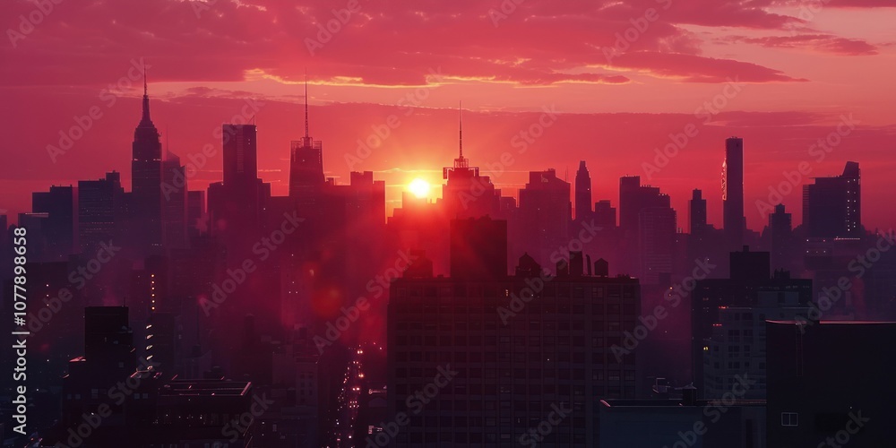 A time-lapse of a sunset over a city skyline, with the buildings slowly illuminated by the last rays of sunlight. A time-lapse of a sunset over a city skyline, with the buildings slowly illuminated by the last rays of sunlight.