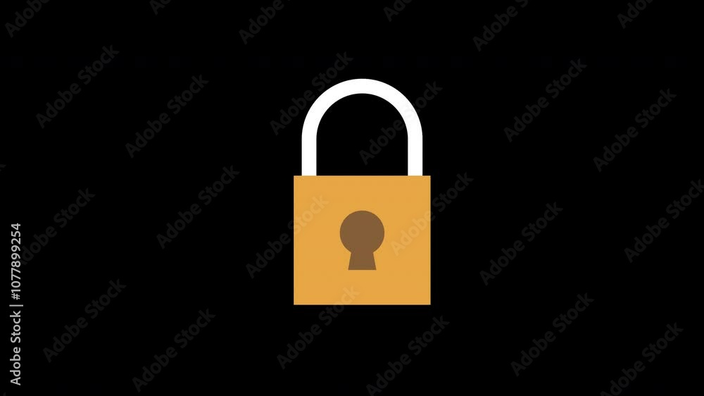 A yellow lock with a white keyhole icon concept loop animation video with alpha channel A yellow lock with a white keyhole icon concept loop animation video with alpha channel