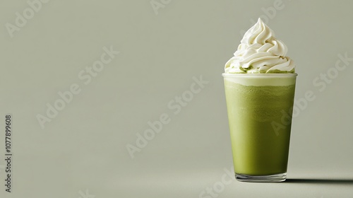 Refreshing Green Tea Frappe with Whipped Cream