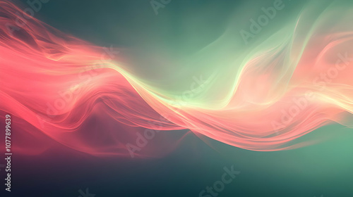 Abstract Background with Pink and Green Waves